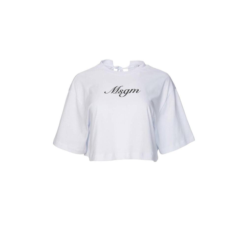 NEW MSGM open-back cropped t-shirt in white